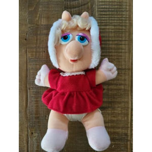 1987 Jim Henson Stuffed Animal Muppet Baby Miss Piggy Red Coat